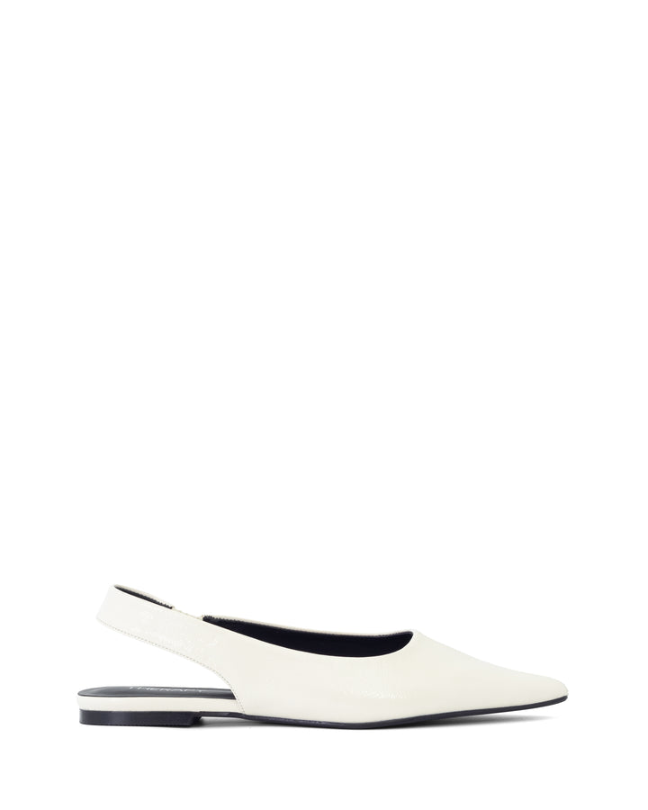 Lexington Slingback Flat Off White Crinkled Patent