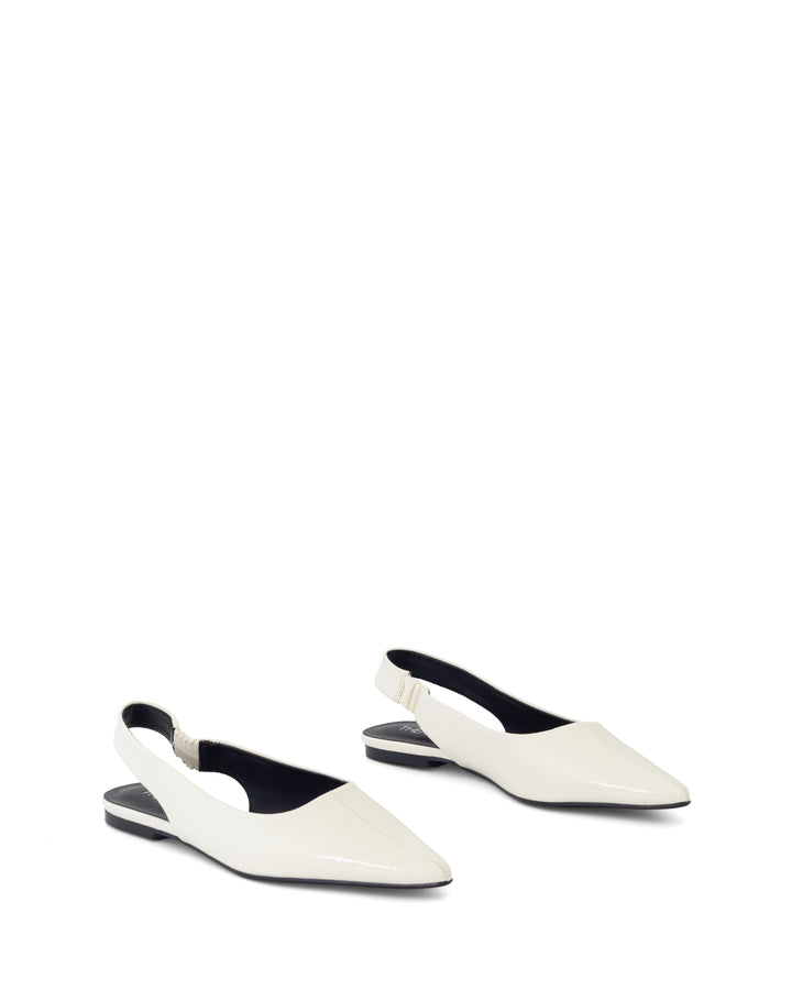 Lexington Slingback Flat Off White Crinkled Patent