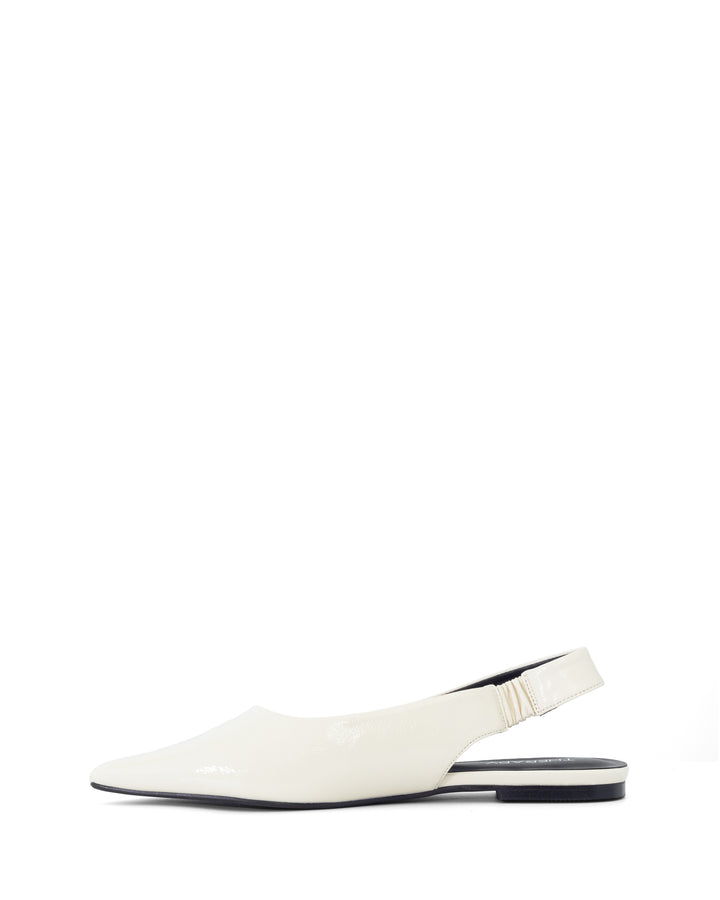 Lexington Slingback Flat Off White Crinkled Patent
