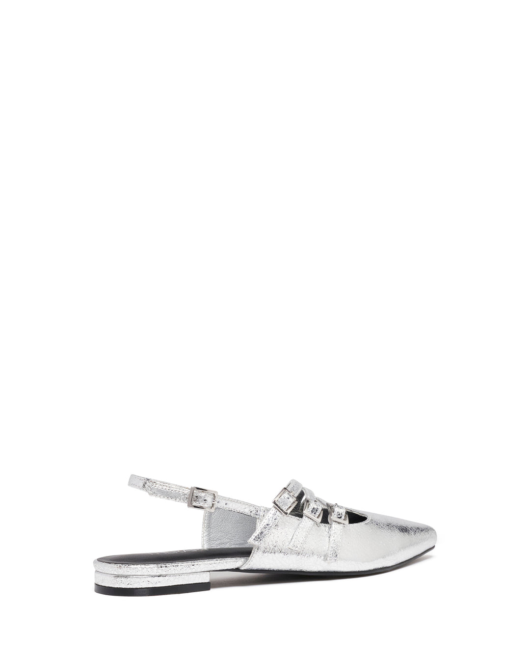 Lisst Slingback Flat Silver Cracked Metallic