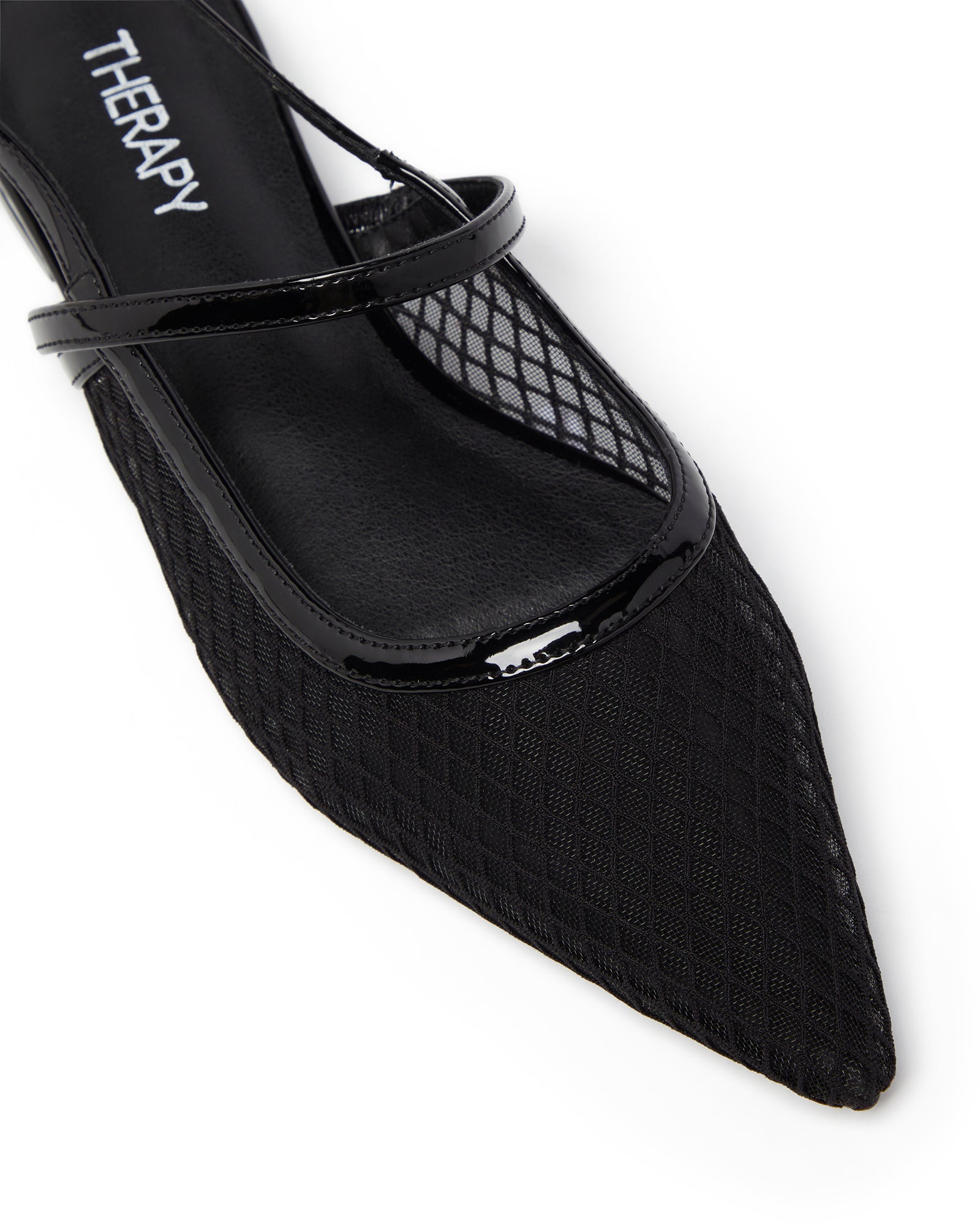 Therapy Shoes Lourdes Black Patent | Women's Flat | Ballet | Slingback | Mesh