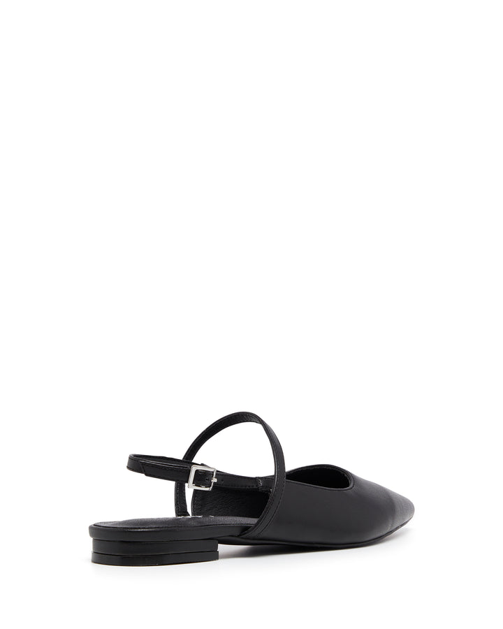 Therapy Shoes Lourdes Black Smooth | Women's Flat | Ballet | Slingback | Mesh