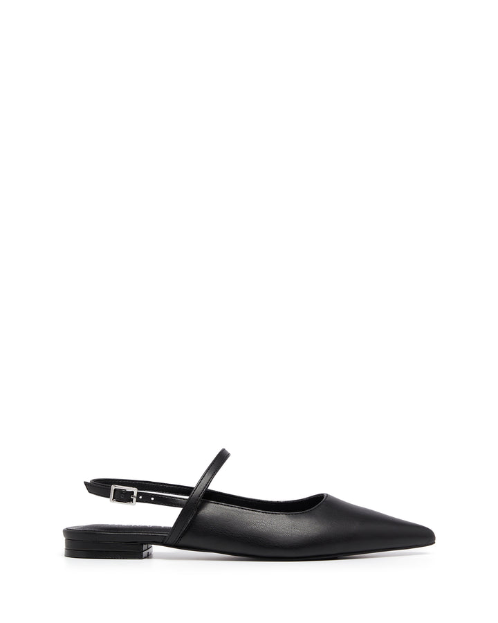 Therapy Shoes Lourdes Black Smooth | Women's Flat | Ballet | Slingback | Mesh