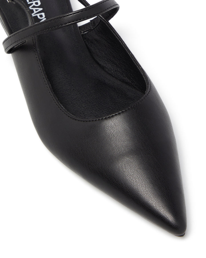 Therapy Shoes Lourdes Black Smooth | Women's Flat | Ballet | Slingback | Mesh