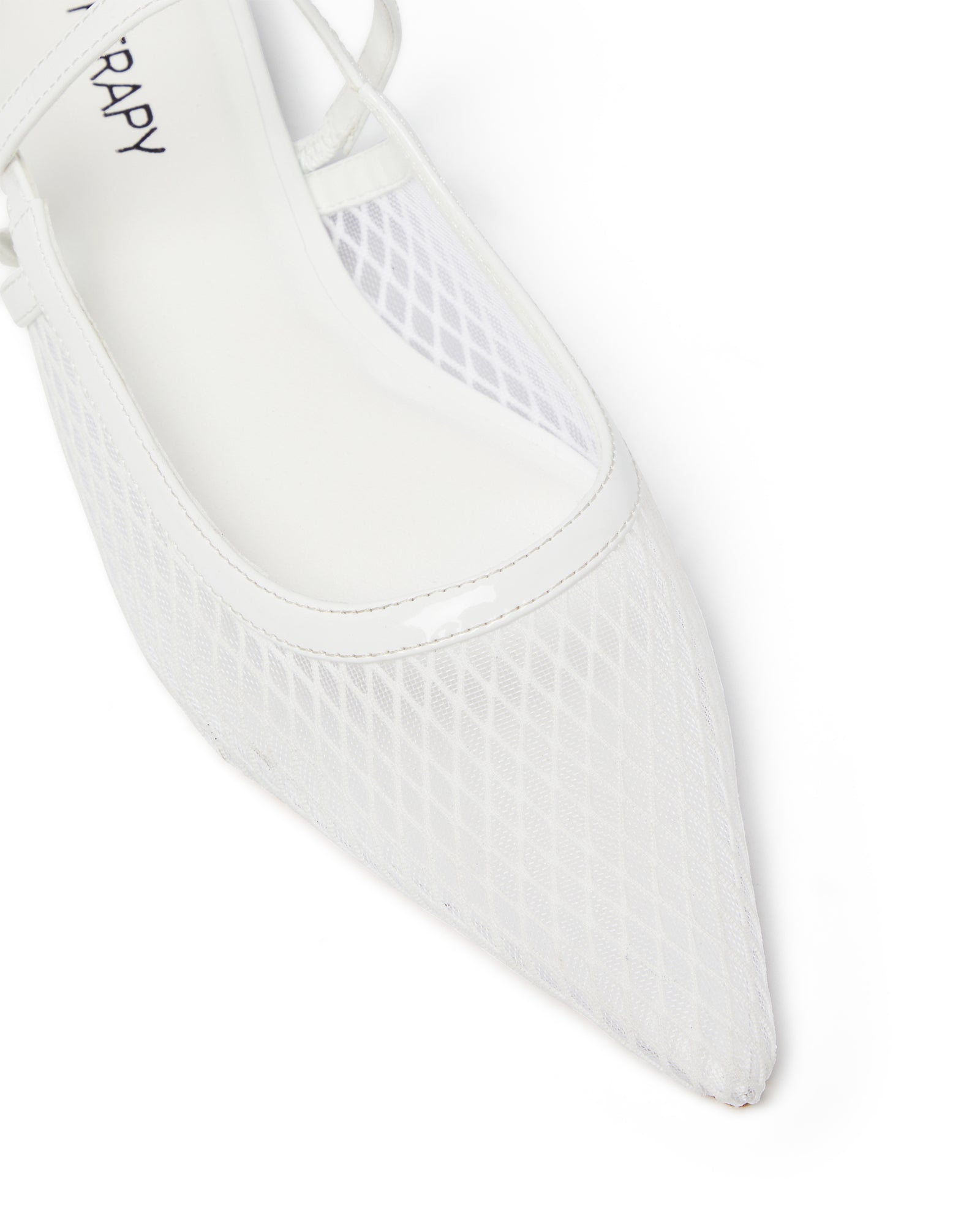 Therapy Shoes Lourdes White Patent | Women's Flat | Ballet | Slingback | Mesh