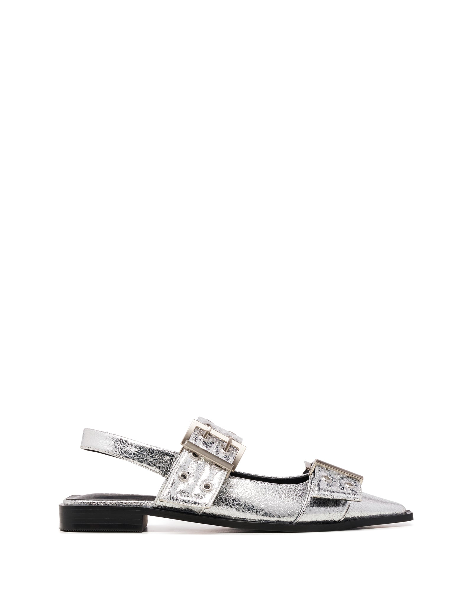 Matilda Pointed Flat Silver Cracked Metallic- PRE ORDER DUE FOR DISPATCH 15TH MAY