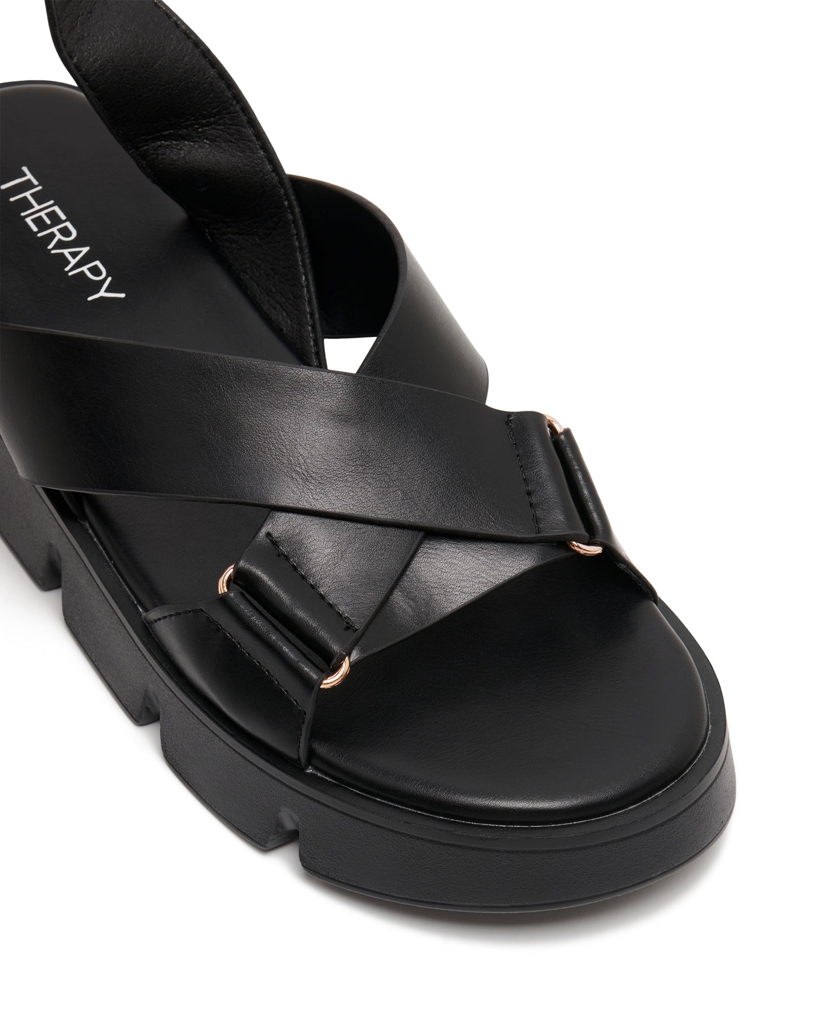 Therapy Shoes Maze Black Smooth | Women's Sandals | Chunky | Flatform