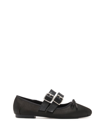 Therapy Shoes Mythos Black Satin | Women's Flat | Ballet | Buckle | Bow