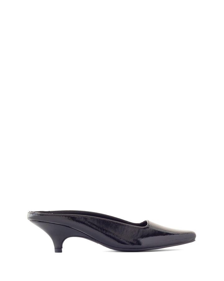 Noho Heel Black Crinkled Patent