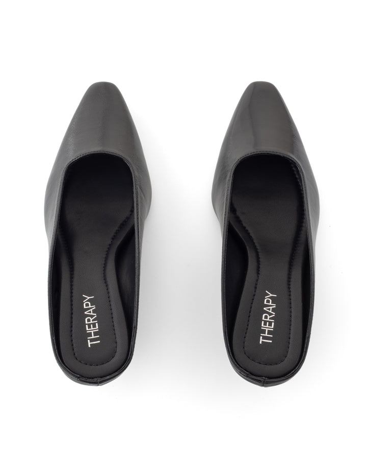 Noho Heel Black Crinkled Patent