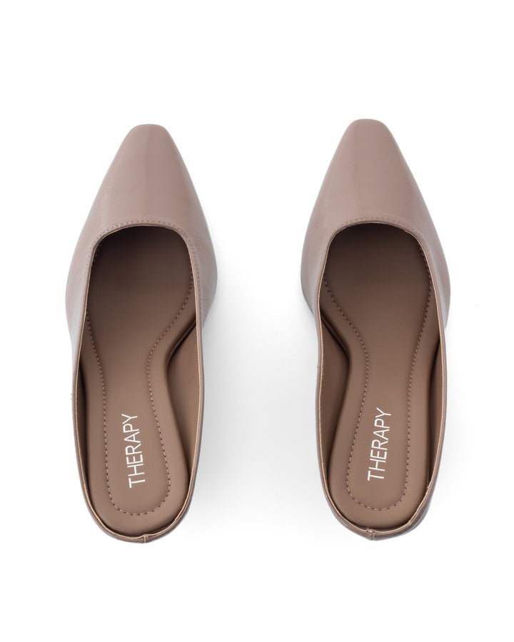 Noho Heel Mocha Crinkled Patent