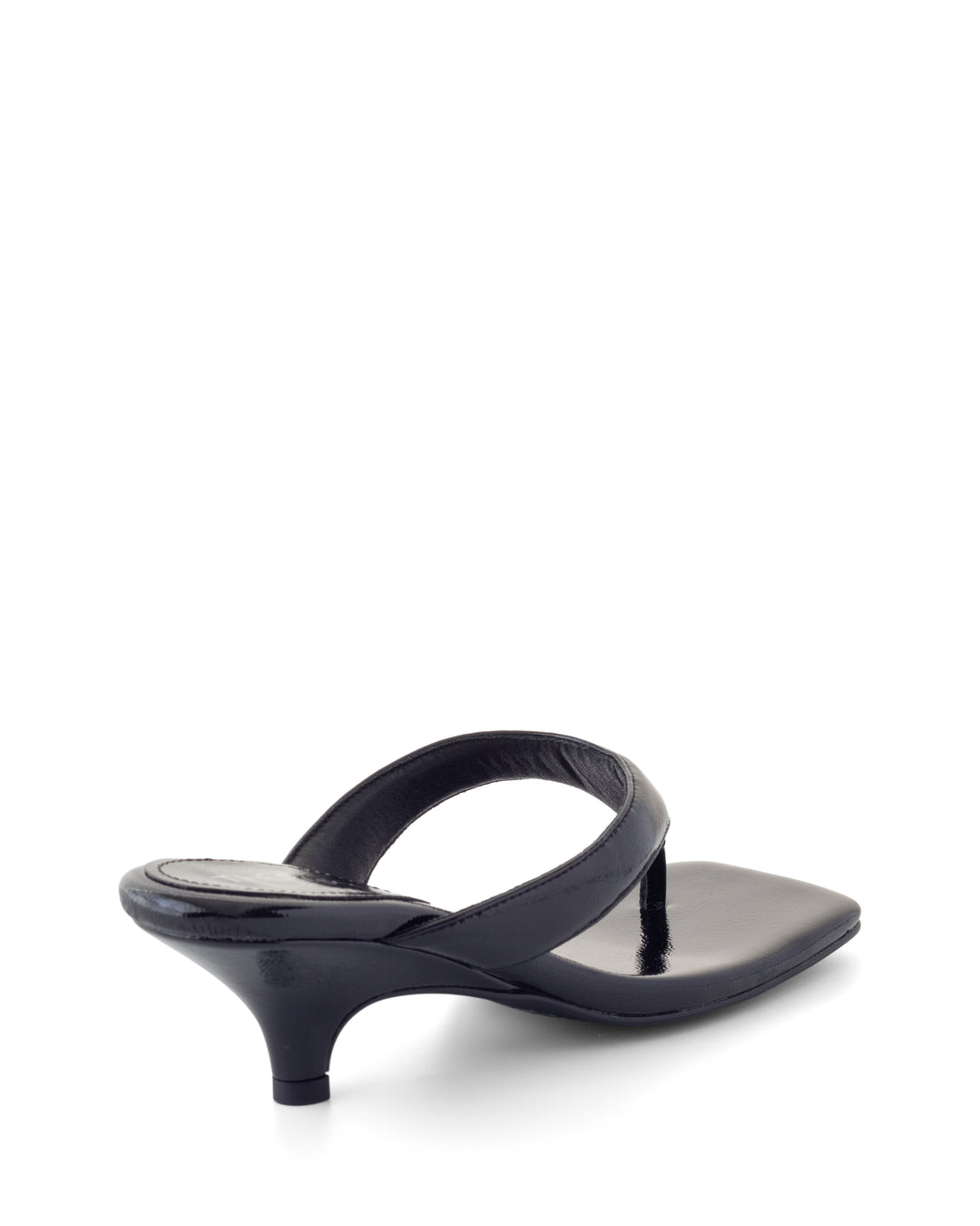 North Thong Heel Black Crinkled Patent