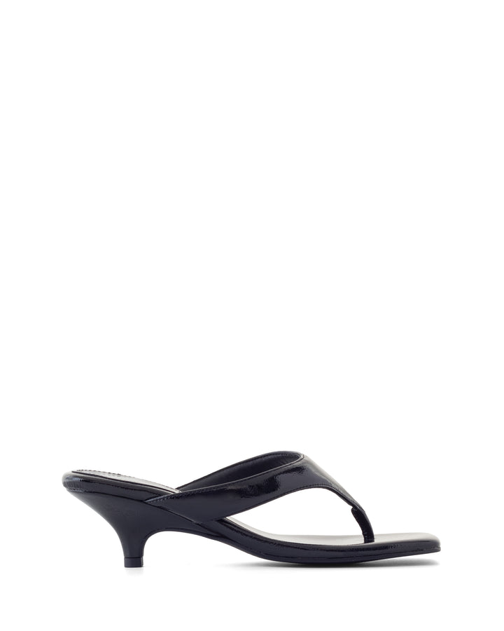 North Thong Heel Black Crinkled Patent