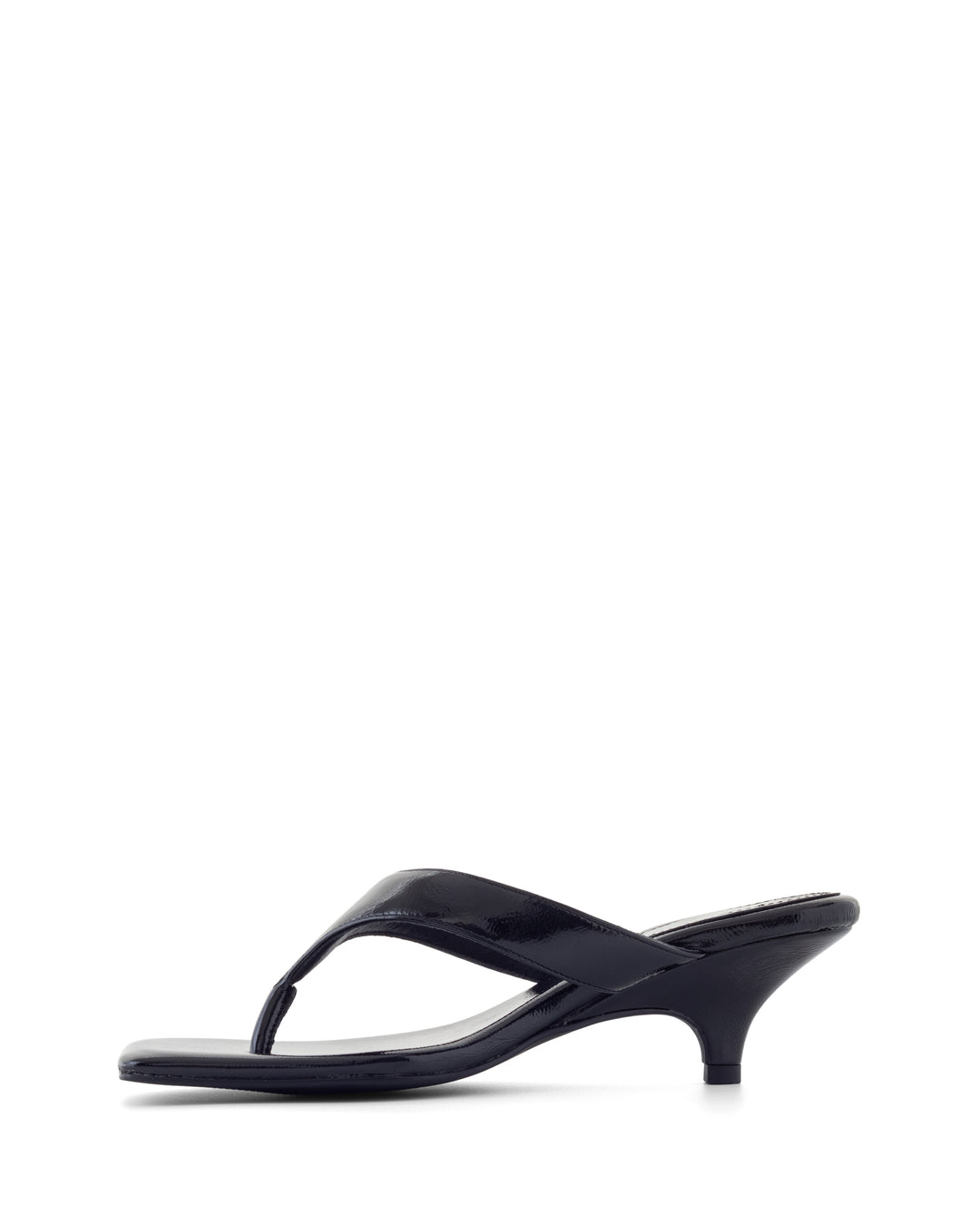 North Thong Heel Black Crinkled Patent