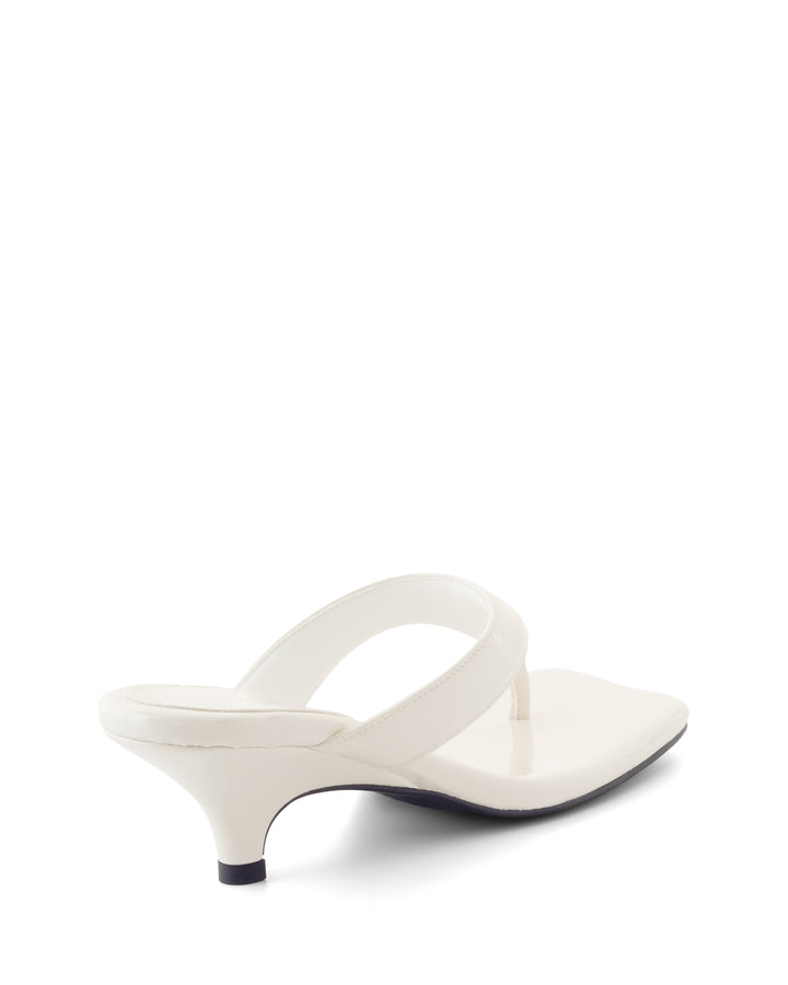 North Thong Heel Off White Crinkled Patent