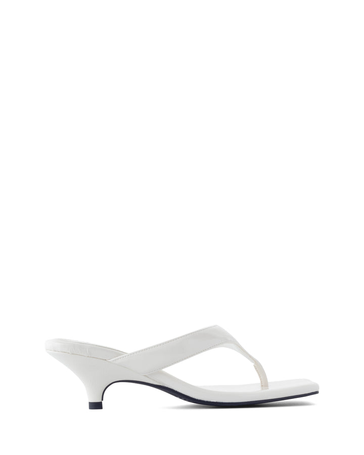 North Thong Heel Off White Crinkled Patent
