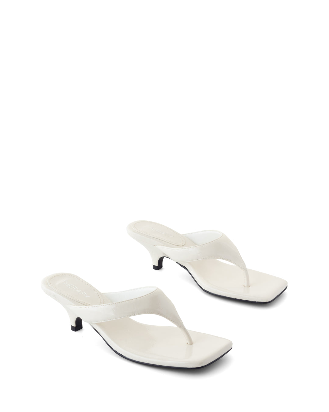 North Thong Heel Off White Crinkled Patent