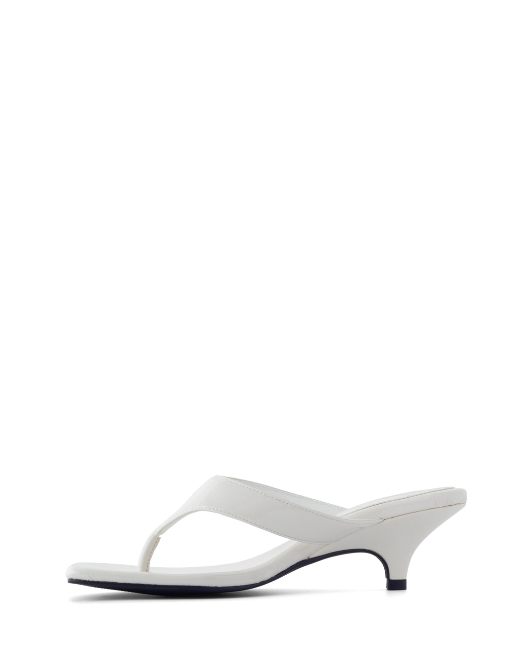North Thong Heel Off White Crinkled Patent