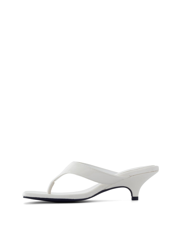 North Thong Heel Off White Crinkled Patent