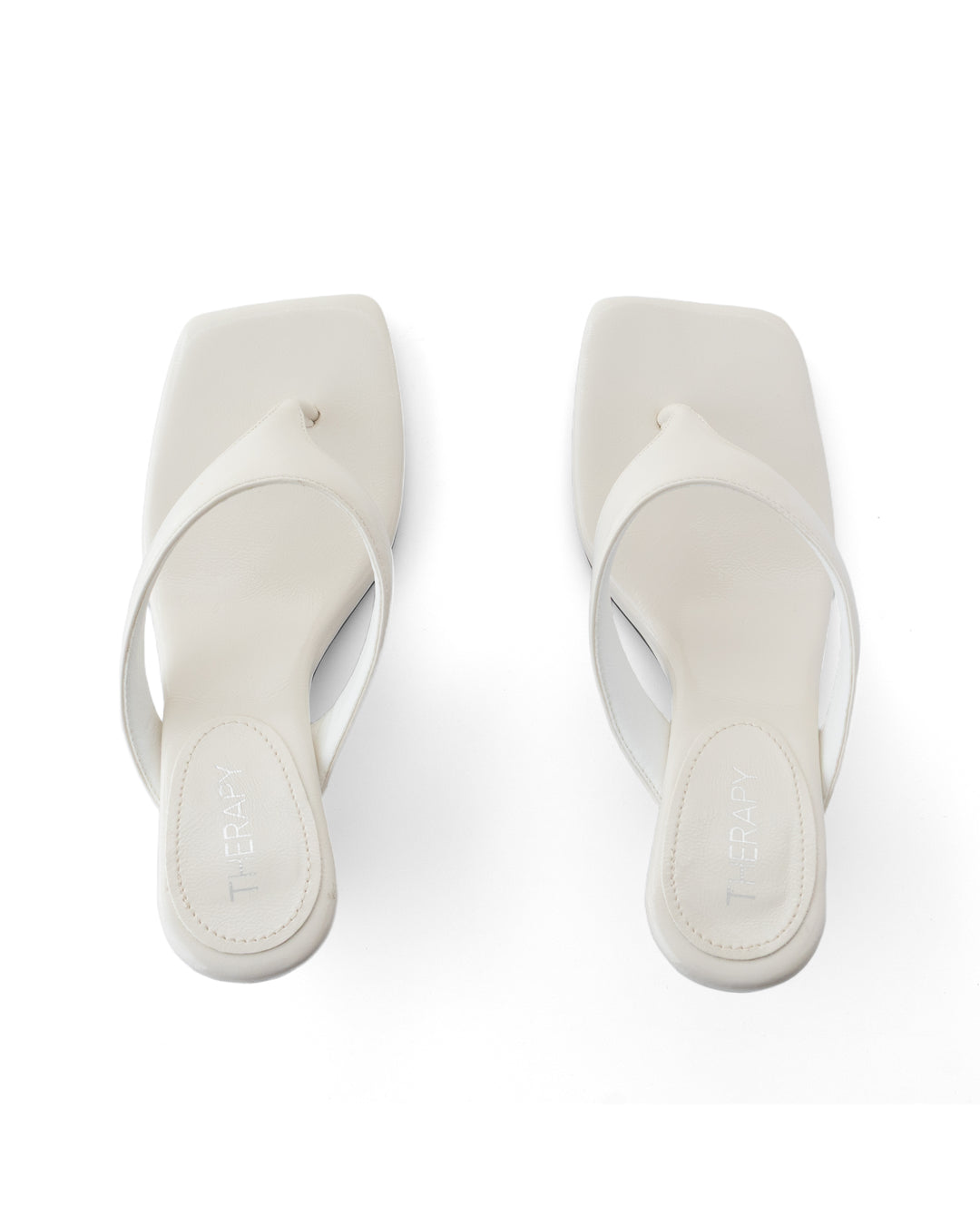 North Thong Heel Off White Crinkled Patent