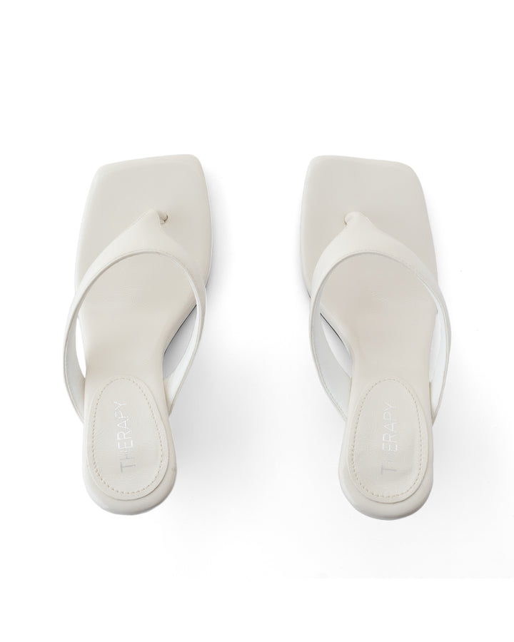 North Thong Heel Off White Crinkled Patent