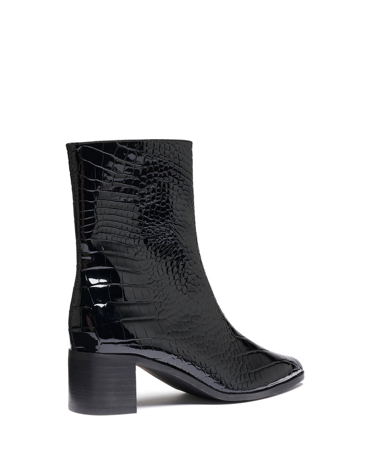 Paige Ankle Boot Black Patent Croc