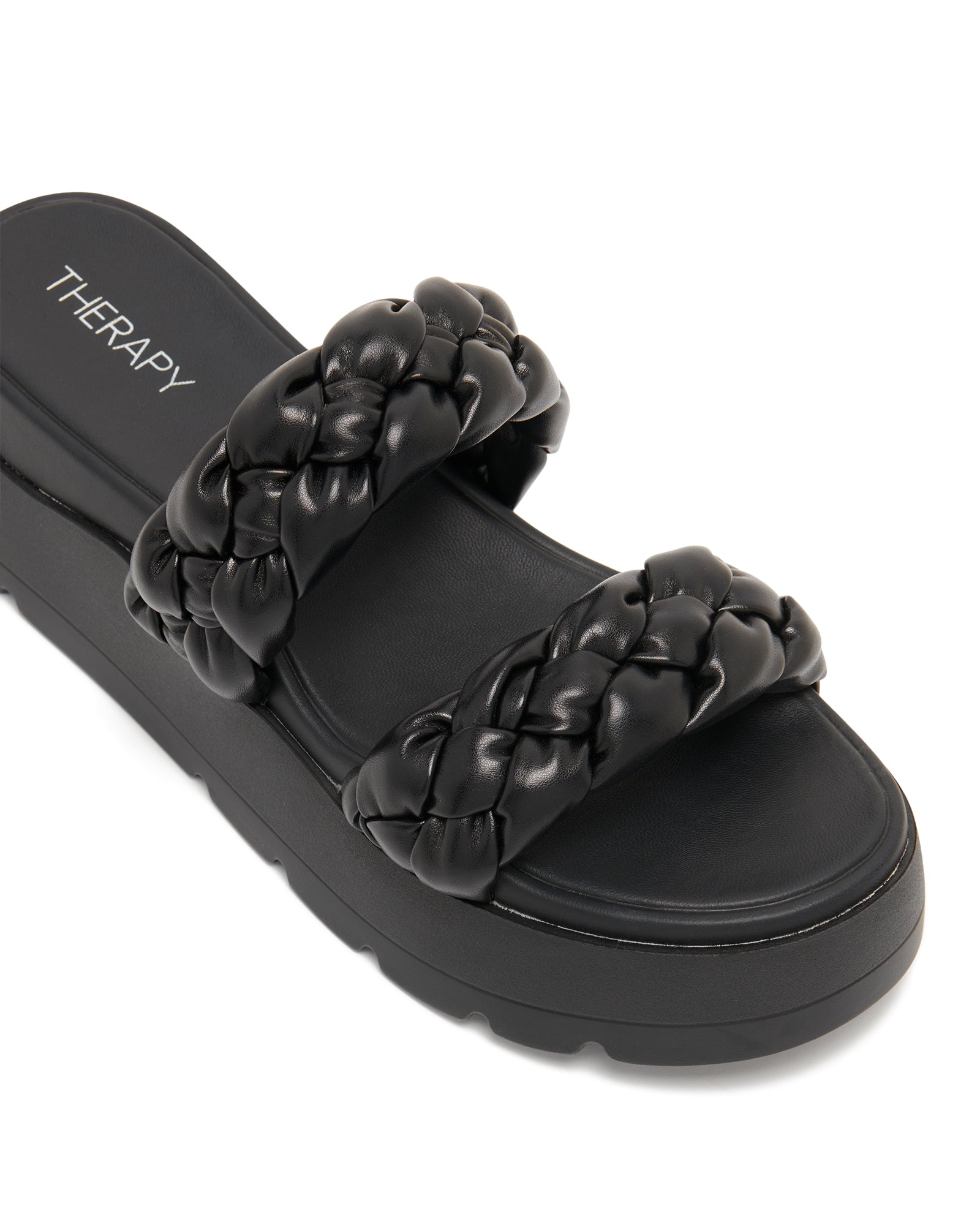 Therapy Shoes Paradise Black Smooth | Women's Sandals | Platform | Flatform
