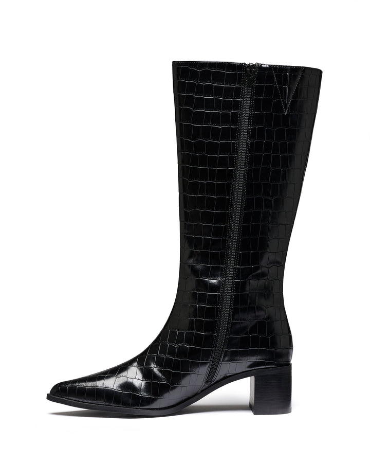 Penny Tall Boot Black Croc