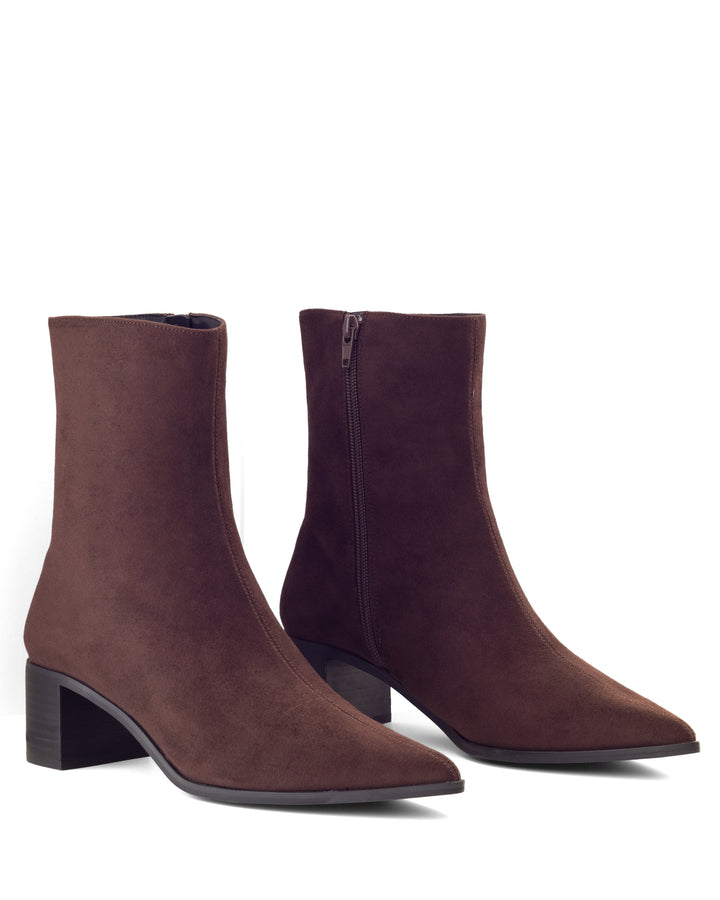 Paige Ankle Boot Chocolate Faux Suede