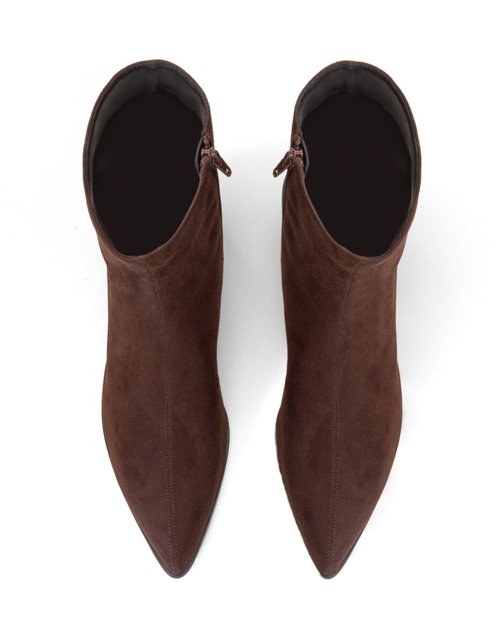 Paige Ankle Boot Chocolate Faux Suede