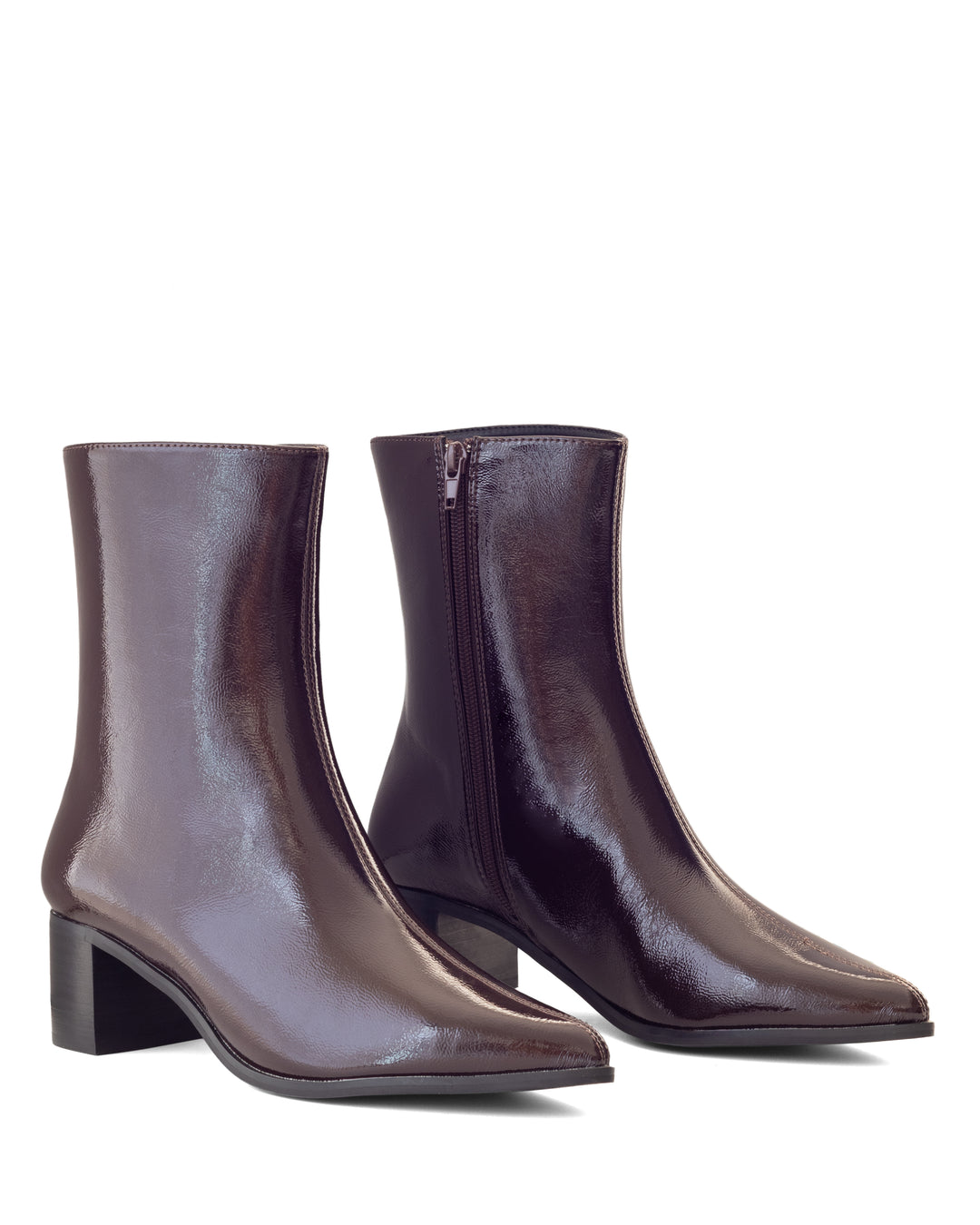 Paige Ankle Boot Port Crinkled Patent