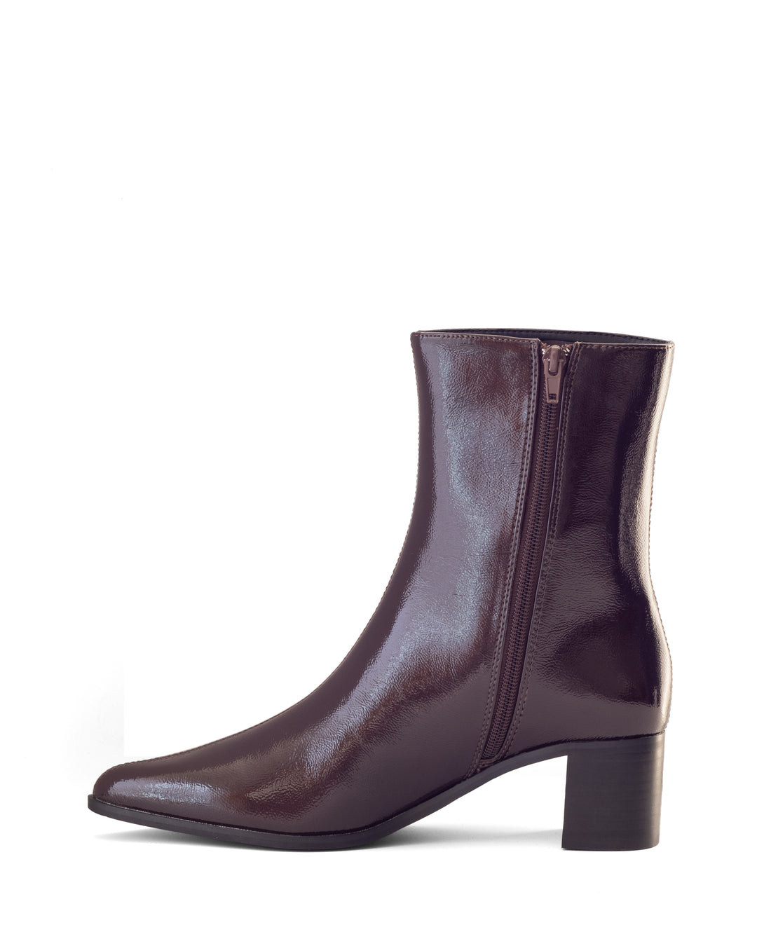 Paige Ankle Boot Port Crinkled Patent