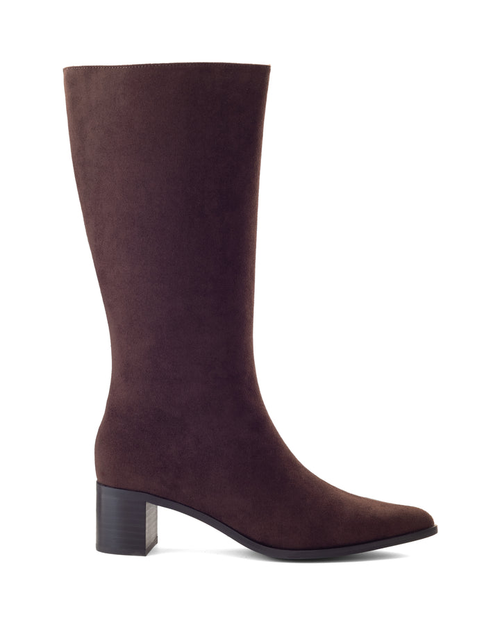 Penny Tall Boot Chocolate Faux Suede