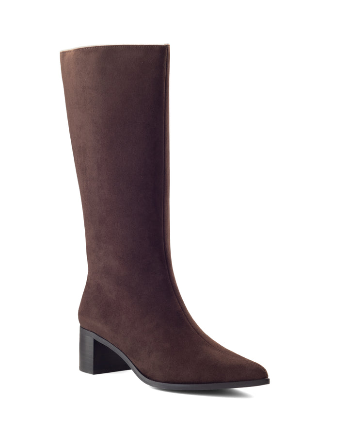 Penny Tall Boot Chocolate Faux Suede