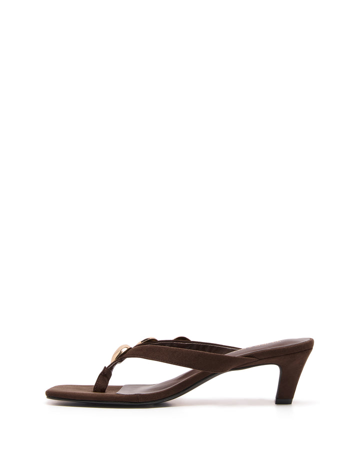 Quest Thong Heel Chocolate Microsuede