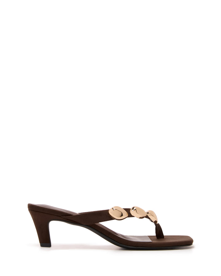 Quest Thong Heel Chocolate Microsuede