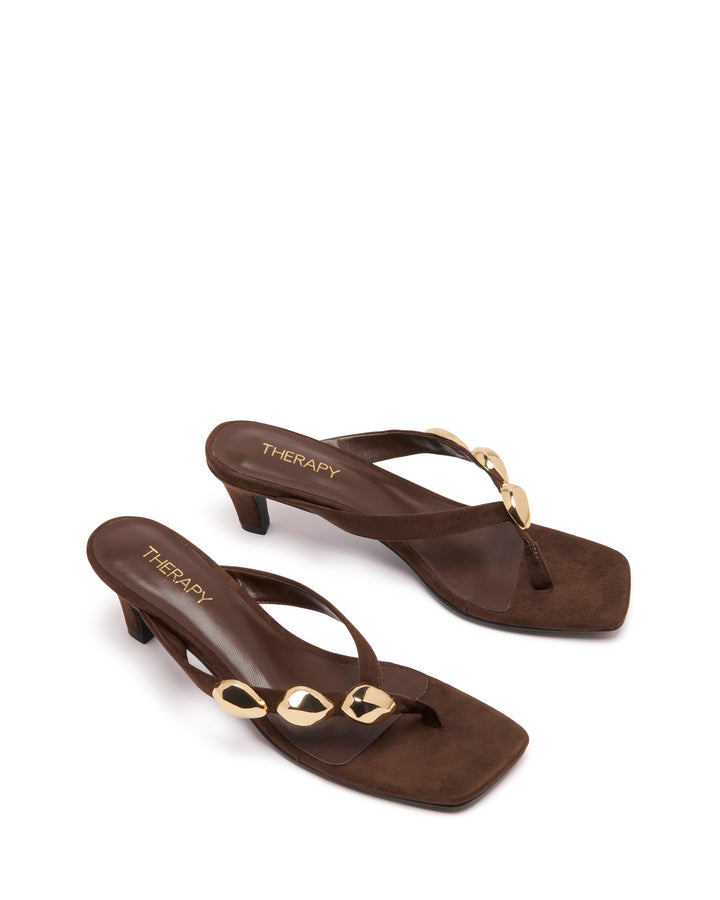 Quest Thong Heel Chocolate Microsuede