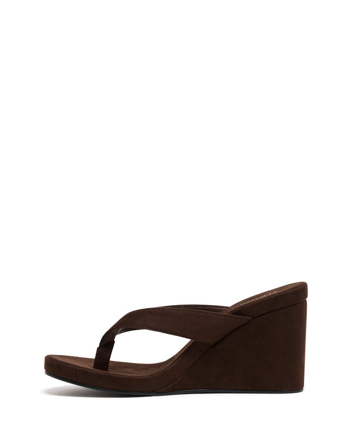 Ren Wedge Chocolate Tonal Faux Suede