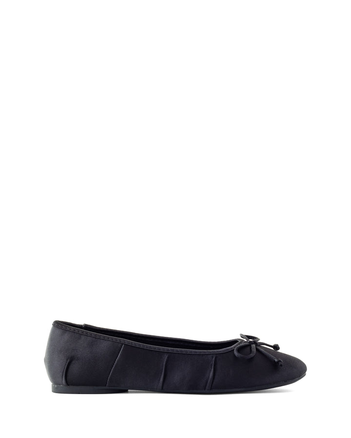 Reverie Ballet Flat Black Satin