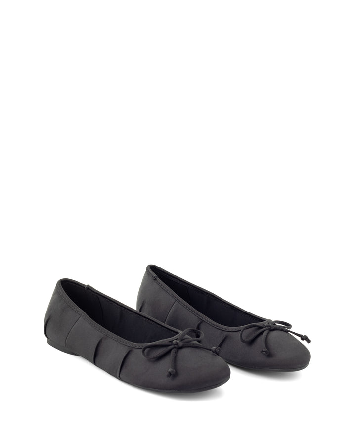 Reverie Ballet Flat Black Satin