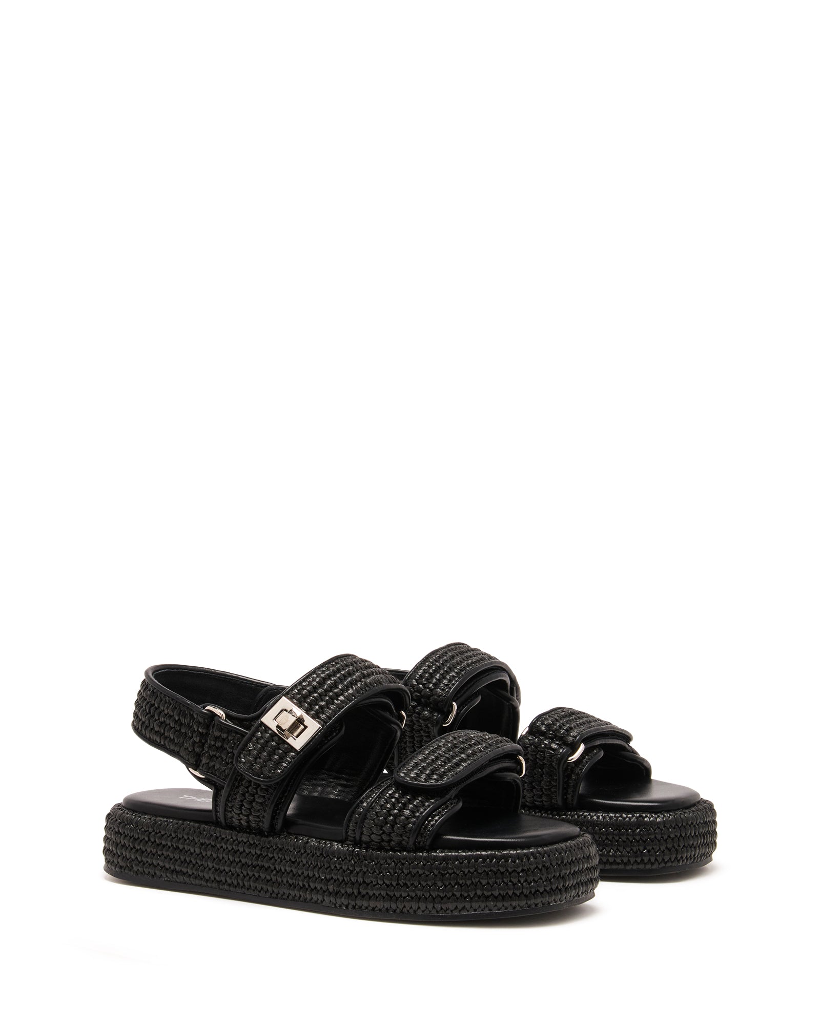 Revive Flatform Sandal Black Raffia