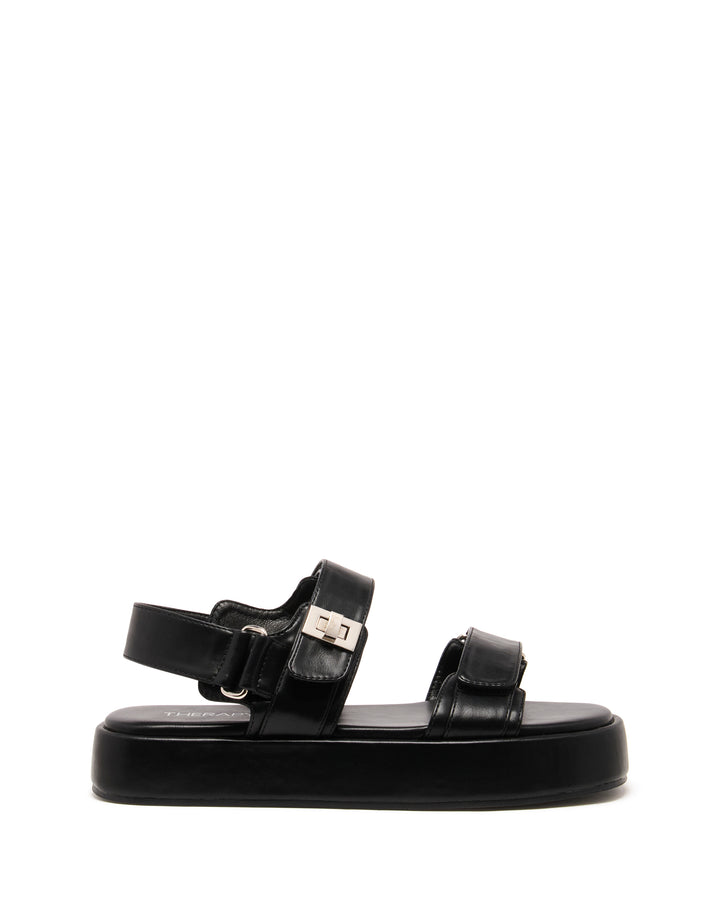 Revive Flatform Sandal Black Smooth