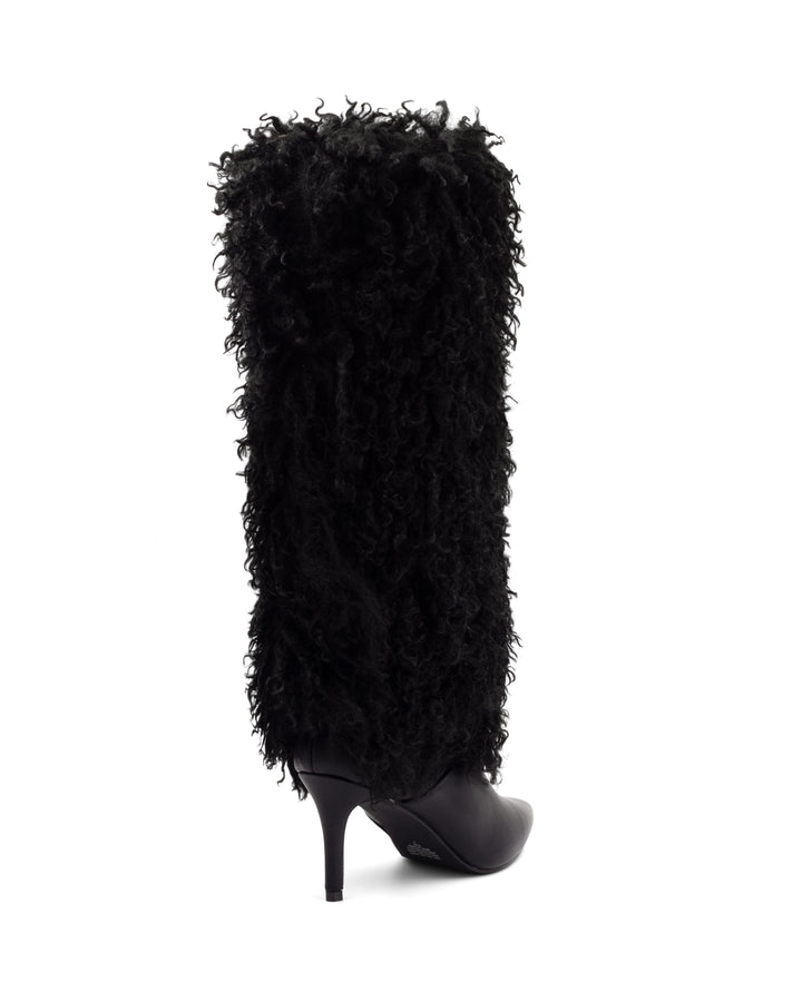 Rival Fluffy Stiletto Boot Black