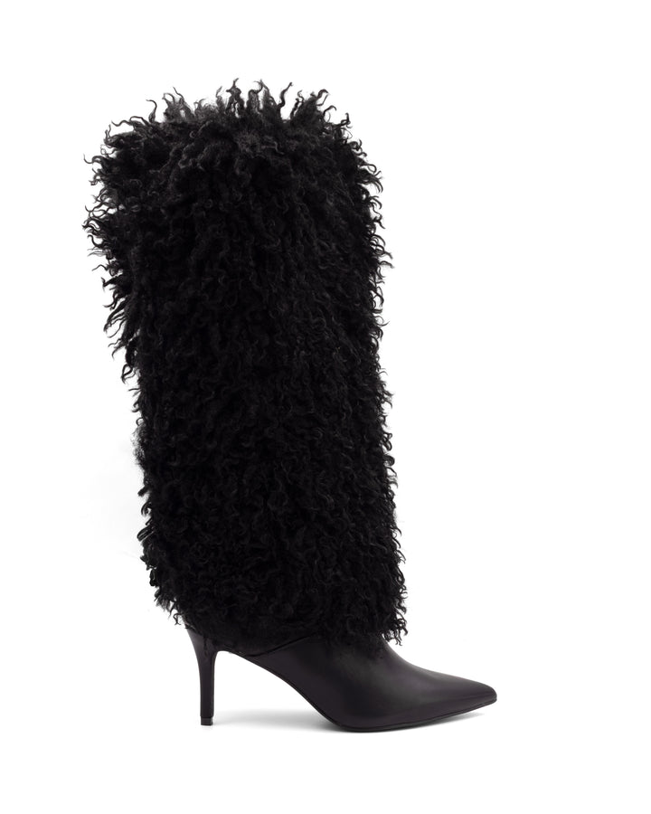 Rival Fluffy Stiletto Boot Black