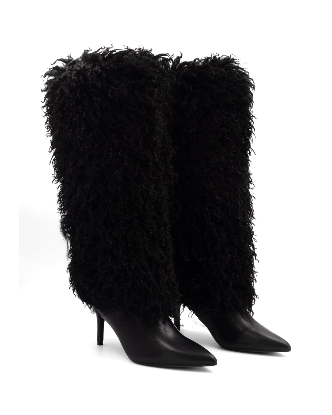 Rival Fluffy Stiletto Boot Black