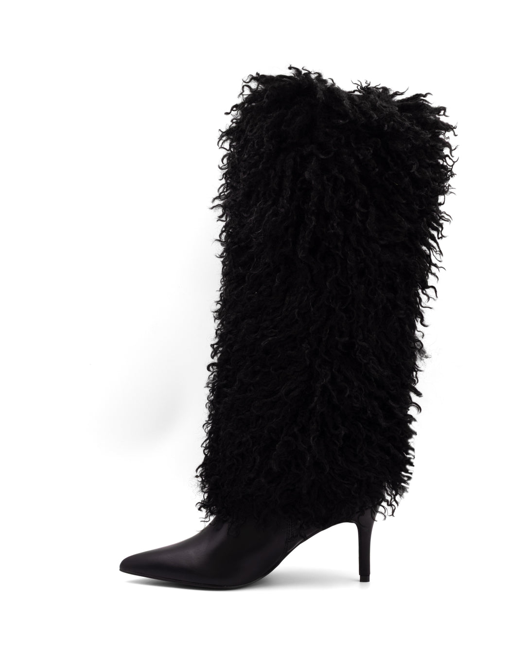 Rival Fluffy Stiletto Boot Black