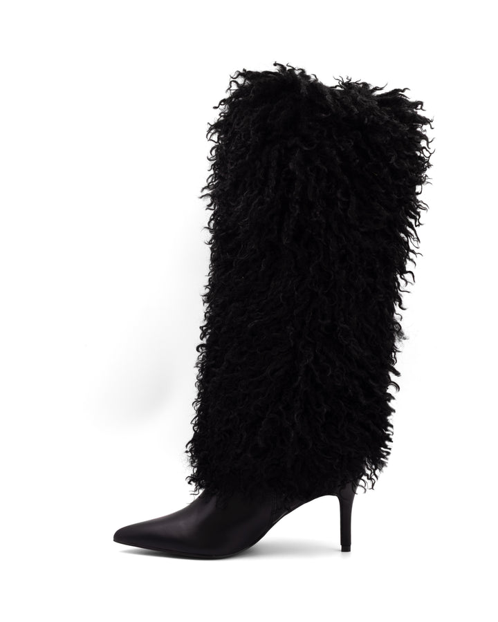 Rival Fluffy Stiletto Boot Black