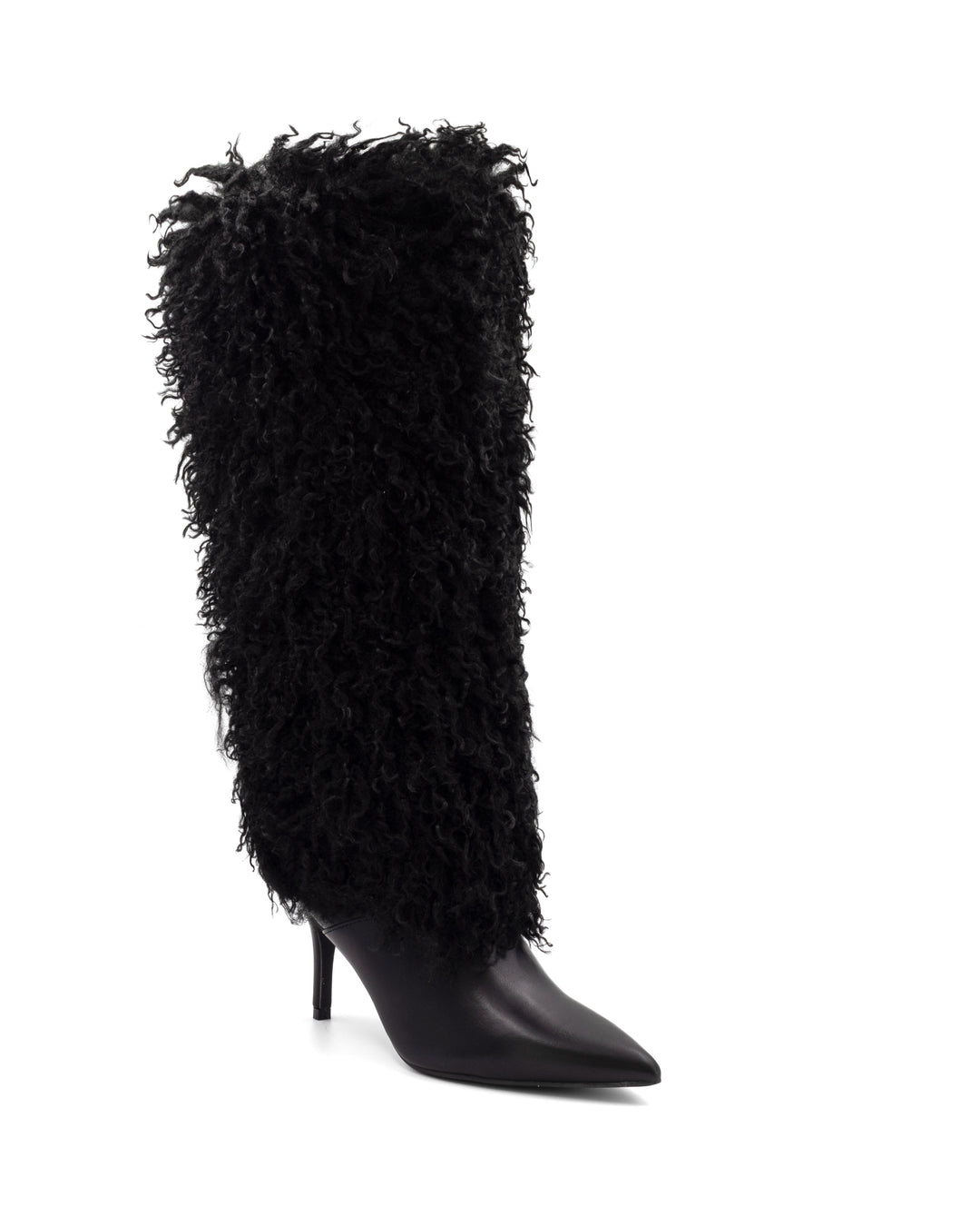 Rival Fluffy Stiletto Boot Black