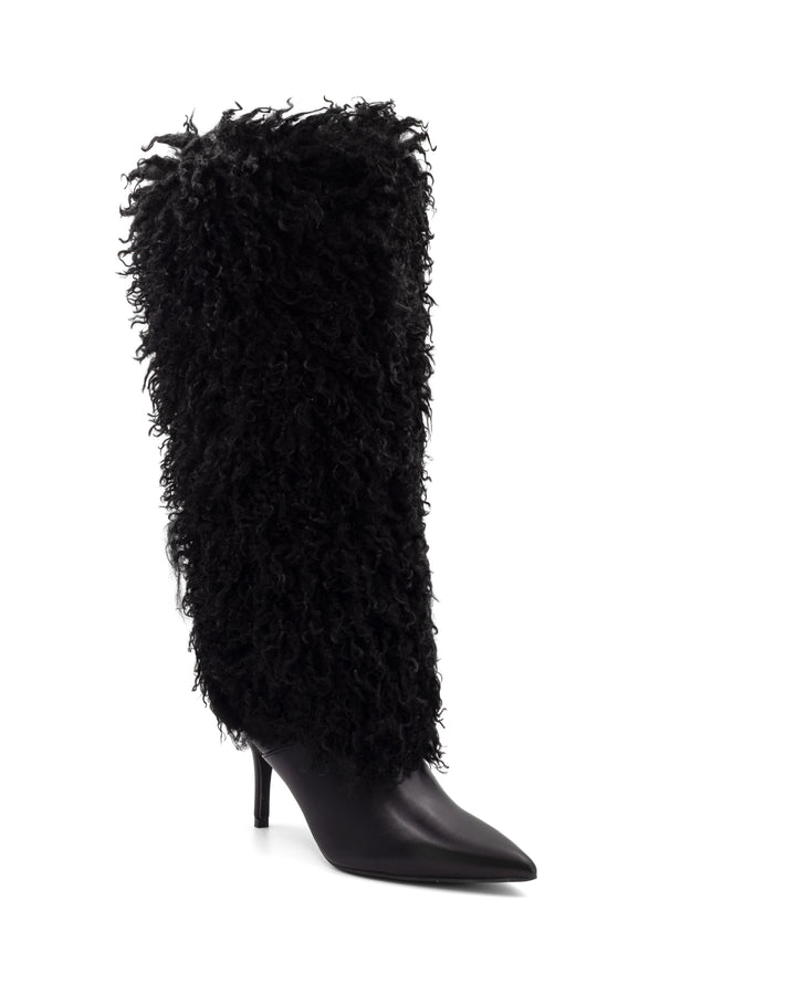 Rival Fluffy Stiletto Boot Black