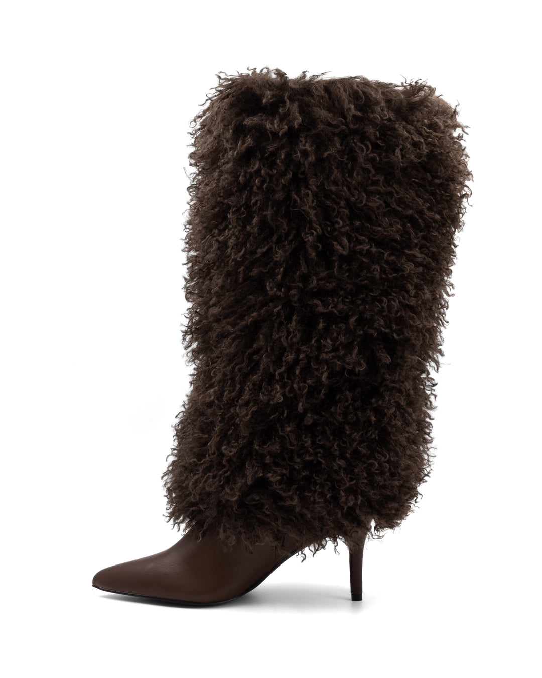 Rival Fluffy Stiletto Boot Chocolate